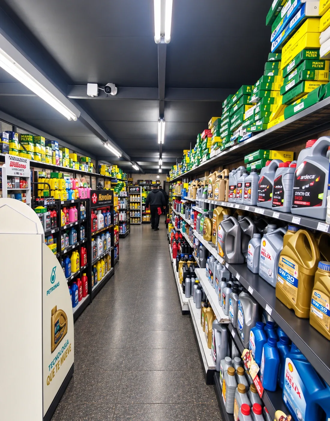 Sala de lubricantes, filtros y productos de Lubricentro Torres